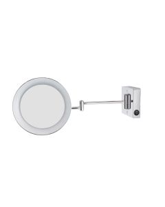 Discolo LED Round Wall Mounted Two-Arm LED Lighted Magnifying Makeup Mirror, 3x Magnification