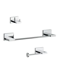 Carmel 2699 Bathroom Hardware Accessory Set in Polished Chrome, Includes 22.2" Towel Bar, Toilet Paper Holder and Bathroom Hook