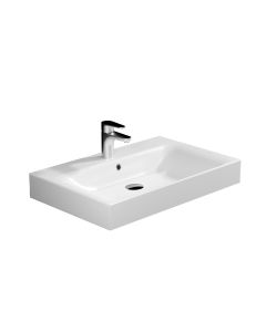Cento 3532 Rectangular Ceramic ADA Compliant Vessel or Wall Mounted Bathroom Sink in Glossy White, 27.6"