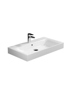 Cento 3533 Rectangular Ceramic ADA Compliant Vessel or Wall Mounted Bathroom Sink in Glossy White, 31.5"