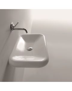 Cento 3543 Ceramic Rectangular Vessel or Wall Mounted Bathroom Sink in Glossy White, 23.6"