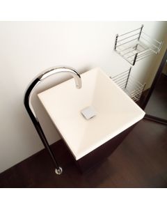 Concert 51.55.50.317 Square Solid Surface Bathroom Sink in Matte White, 17.3"
