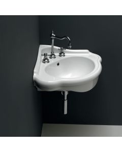 Contea 60 Classical Ceramic Corner Wall Mounted Bathroom Sink in Glossy White, 23.3"