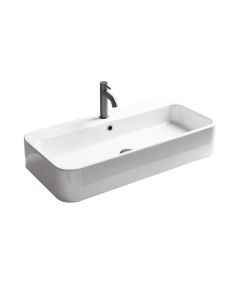 Cosa 100 Rectangular Ceramic Vessel or Wall Mounted Bathroom Sink, 39.4"