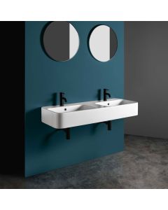 Cosa 120 Rectangular Double Trough Vessel or Wall Mounted Bathroom Sink, 47.2"