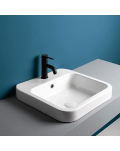 Cosa 48I Square Ceramic Drop-in Bathroom Sink, 18.9"