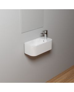 Cosa Mini 48L Small Ceramic Wall Mounted Bathroom Sink, 18.9", Right Faucet Hole