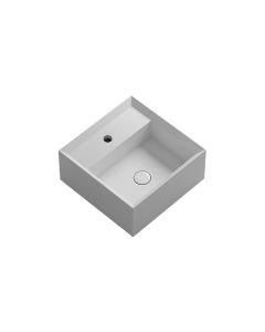 Cut 45.45 Square Ceramic Vessel or Wall Mounted Bathroom Sink, 17.7"