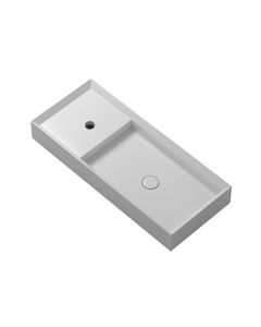 Cut 90.38F Rectangular Ceramic Vessel Bathroom Sink, 35.4"