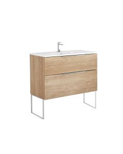 Dalia C100F Freestanding Bathroom Vanity, With Chrome Legs, Includes Integrated Ceramic Sink, 40.0"