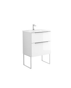 Dalia C60F Freestanding Bathroom Vanity, With Chrome Legs, Includes Integrated Ceramic Sink, 24.2"