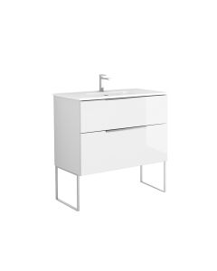 Dalia C90F Freestanding Bathroom Vanity, With Chrome Legs, Includes Integrated Ceramic Sink, 36.0"
