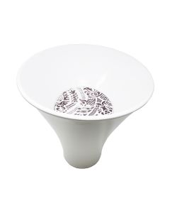 Deco 4802+4860 Round Ceramic Vessel Bathroom Sink with Decorative Drain Cover, 15.7"