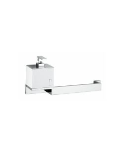 Demetra 1927 Towel Bar with Integrated Soap Dispenser in Polished Chrome, 17.7"