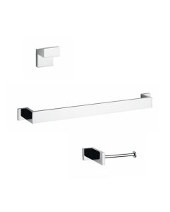 Demetra 1999 Bathroom Hardware Accessory Set in Polished Chrome, Includes 22.0" Towel Bar, Toilet Paper Holder and Bathroom Hook
