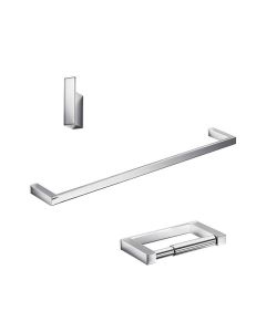 Divo A1599 Bathroom Hardware Accessory Set in Polished Chrome, Includes 18.5" Towel Bar, Toilet Paper Holder and Bathroom Hook