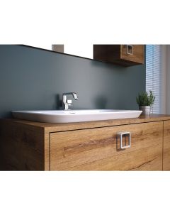 Edge 4365 Rectangular Ceramic Drop-in or Wall Mounted Bathroom Sink in Glossy White, 23.6"