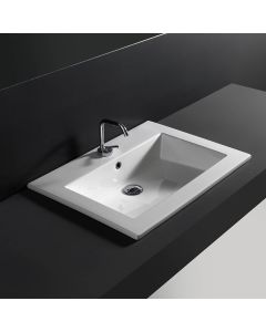 Drop 71 Rectangular Ceramic Drop-in or Wall Mounted Bathroom Sink in Glossy White, 28.0"