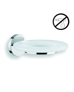 Duemila 55001+55004 Adhesive Wall Mounted Frosted Glass Soap Dish with Polished Chrome Holder