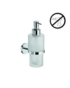 Duemila 55001+55006 Ahesive Wall Mounted Frosted Glass Soap Dispenser with Polished Chrome Holder and Pump