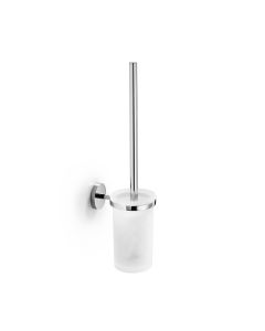 Duemila 55061_55062 Wall Mounted Toilet Brush Holder in Polished Chrome, Frosted Glass Holder
