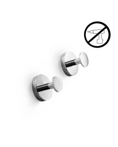 Duemila 5507.29G Adhesive Bathroom Towel Hook in Polished Chrome, Set of Two