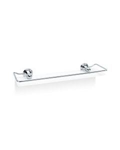 DW CL GLA R Wall Mounted White Glass Bathroom Shelf, Polished Chrome, 24.4"