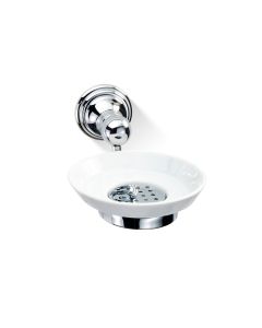 DW CL WSS Wall Mounted Ceramic Soap Dish with Polished Chrome Holder