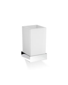 DW CO WMG Chrome Wall Mounted Frosted Glass Toothbrush Holder, Polished Chrome