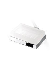 DW CO WSS Wall Mounted Frosted Glass Soap Dish with Polished Chrome Holder