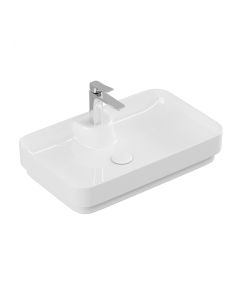 Edge 16860 Modern Ceramic Drop-in or Vessel Bathroom Sink, 23.6", One Faucet Hole