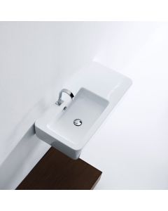 Ego 3244 Rectangular Ceramic Vessel or Wall Mounted Bathroom Sink, 35.4"