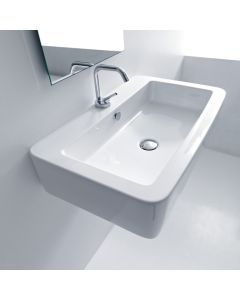 Ego 3250 Rectangular Ceramic Vessel or Wall Mounted Bathroom Sink, 27.6"
