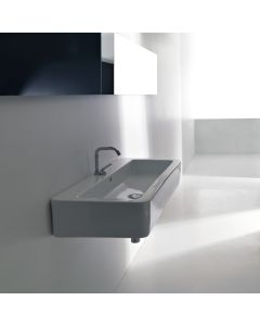 Ego 3251 Rectangular Ceramic Vessel or Wall Mounted Bathroom Sink, 35.4"