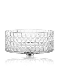 Emilie 755 Round Hand-Cut Clear Crystal Vessel Bathroom Sink, 14.4"