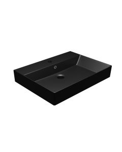 Energy 60 Rectangular Ceramic ADA Compliant Vessel or Wall Mounted Bathroom Sink in Matte Black, 23.6"