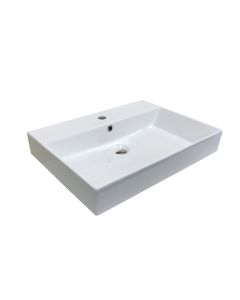Energy 60 Rectangular Ceramic ADA Compliant Vessel or Wall Mounted Bathroom Sink, 23.6"