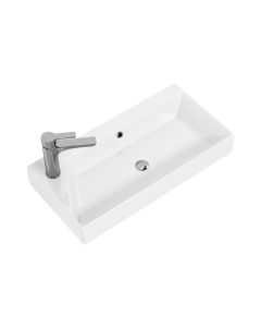 Energy 65 Rectangular Ceramic Vessel or Wall Mounted Bathroom Sink in Glossy White, 25.6"