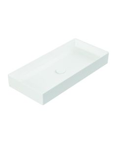 Energy 75C Rectangular Ceramic Vessel Bathroom Sink in Glossy White, 29.7"
