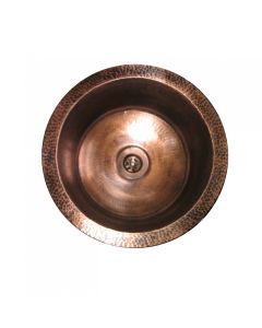 ERFB 400 Round Metal Undermount Bar Sink in Antique Copper, 18.1"