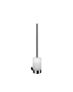 Fino 8415.001.00 Wall Mounted Toilet Brush Holder in Polished Chrome, Frosted Glass Holder