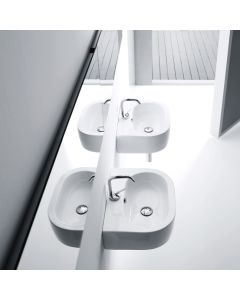 Flo 3141 U-Shaped Ceramic Vessel or Wall Mounted Bathroom Sink in Glossy White, 19.7"