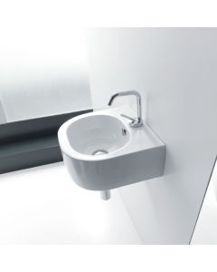 Flo 3149 U-Shaped Ceramic Vessel or Wall Mounted Bathroom Sink in Glossy White, 15.7"