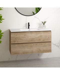 Flora C100 Wall Mounted / Floating Bathroom Vanity, Includes Integrated Ceramic Sink, 40.0"