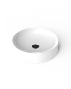 Fly 3043 Round Ceramic Vessel Bathroom Sink in Glossy White, 16.9"
