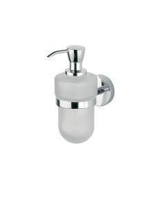 Forum A36120 Wall Mounted Frosted Glass Soap Dispenser with Polished Chrome Holder and Pump
