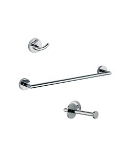 Forum A3699 Bathroom Hardware Accessory Set in Polished Chrome, Includes 20.5" Towel Bar, Toilet Paper Holder and Bathroom Hook