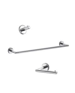 Gealuna A1099 Bathroom Hardware Accessory Set in Polished Chrome, Includes 25.6" Towel Bar, Toilet Paper Holder and Bathroom Hook