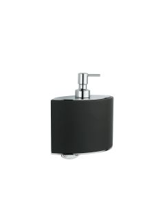 Glam 1632 Wall Mounted Ceramic Soap Dispenser in Black, Polished Chrome Pump