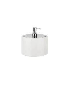Glam 1634 Freestanding Ceramic Soap Dispenser in White, Polished Chrome Pump